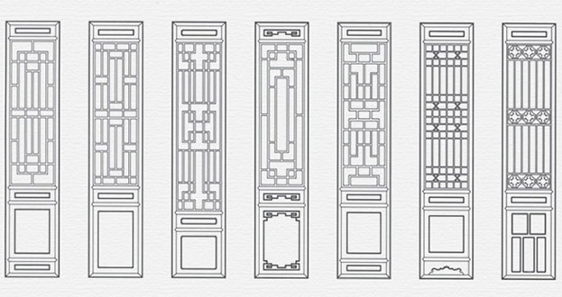 西固常用中式仿古花窗图案隔断设计图